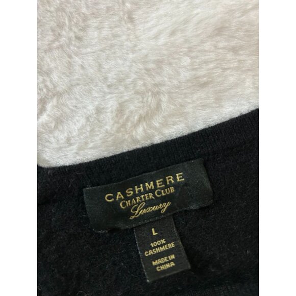 Charter Club Luxury Black V-Neck 100% Cashmere Sweater Large - Picture 3 of 7